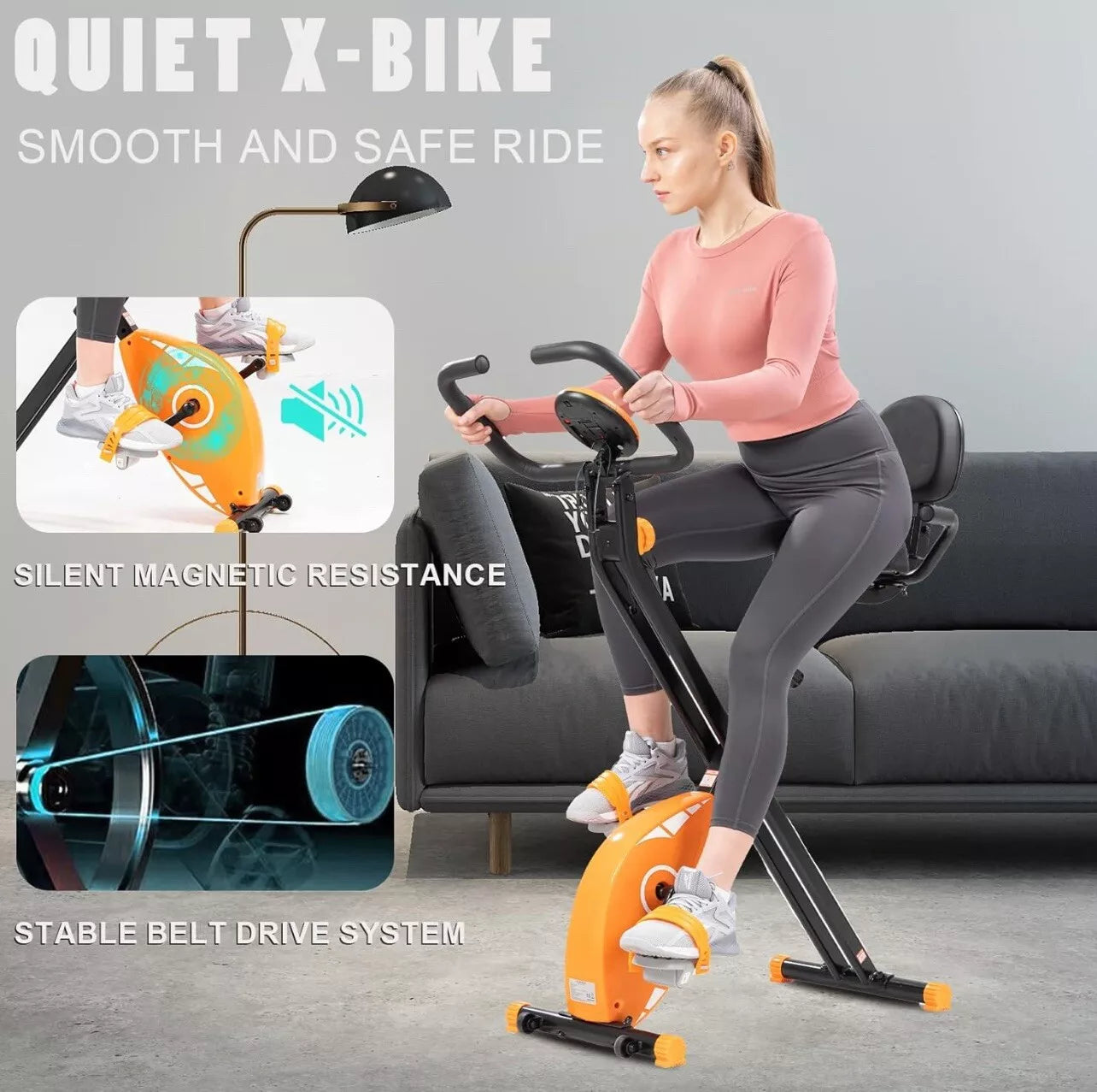 CitySports Magnetic Resistance Exercise Bike Foldable LCD Adjustable Seat